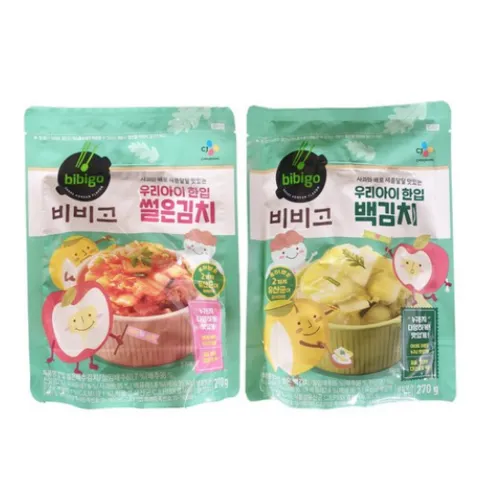 비비고 (무료배송) 우리아이한입 썰은김치 270g + 백김치