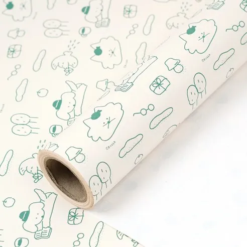 뭉구 보바 포인트 항균 종이 롤 포장지 10m, 카키, 1개